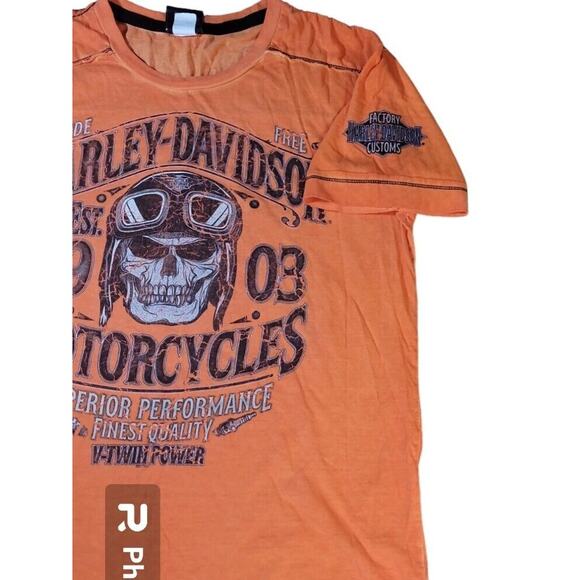 Harley-Davidson Men’s Small T-Shirt Orange Skull Palm Beach FL EUC - Picture 4 of 10